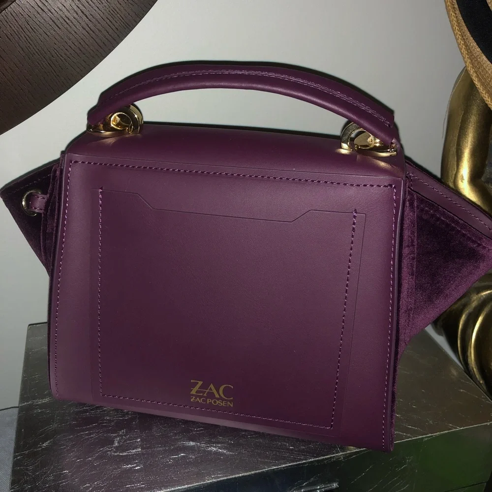 ❌SOLD❌ 💯Zac Posen Eartha velvet crossbody bag AUBERGINE BURGUNDY WINE - Picture 2 of 6
